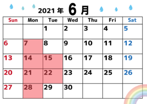 7月の定休日のお知らせ ヘアーサロンとっぷす