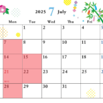 7月の定休日のお知らせ
