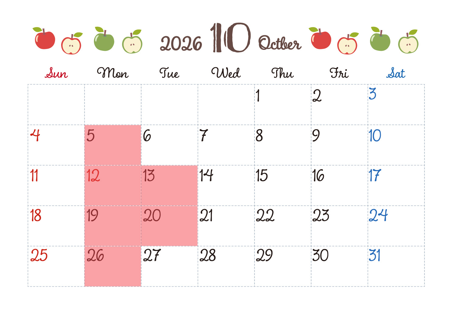 １０月の定休日のお知らせ